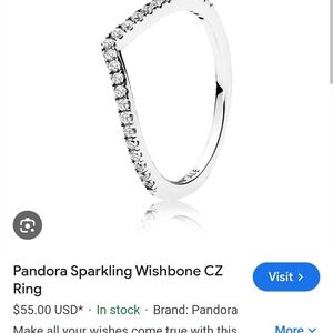 Pandora Silver Wishbone Ring with CZ Accents